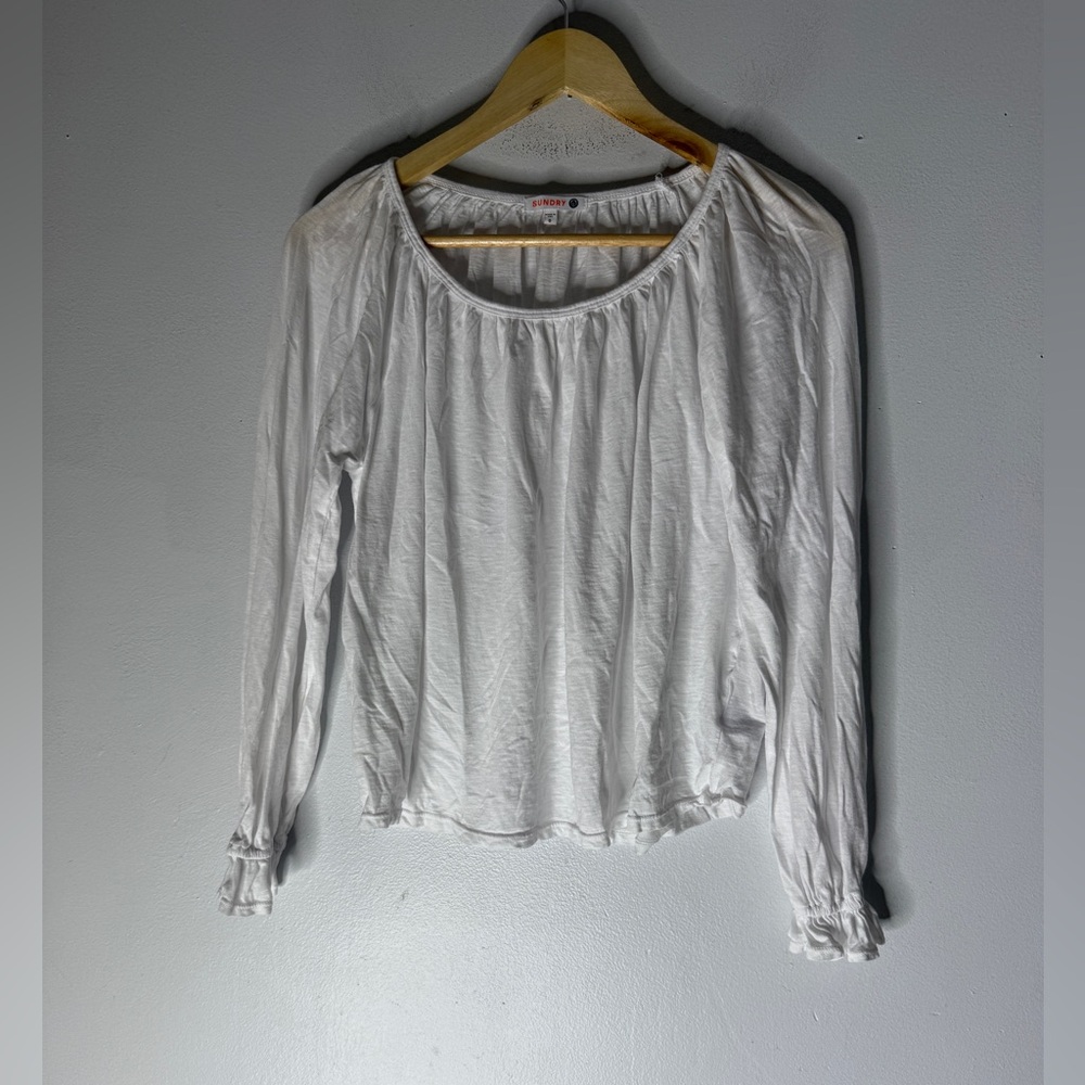 Sundry long puff sleeve T-shirt boho‎ white size 0 small